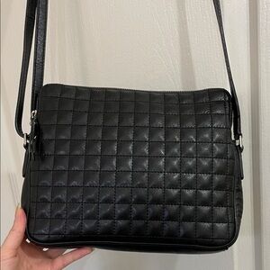 Banana Republic black leather quilted crossbody purse